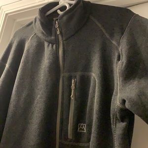 Men’s thick charcoal zip up with gray accents